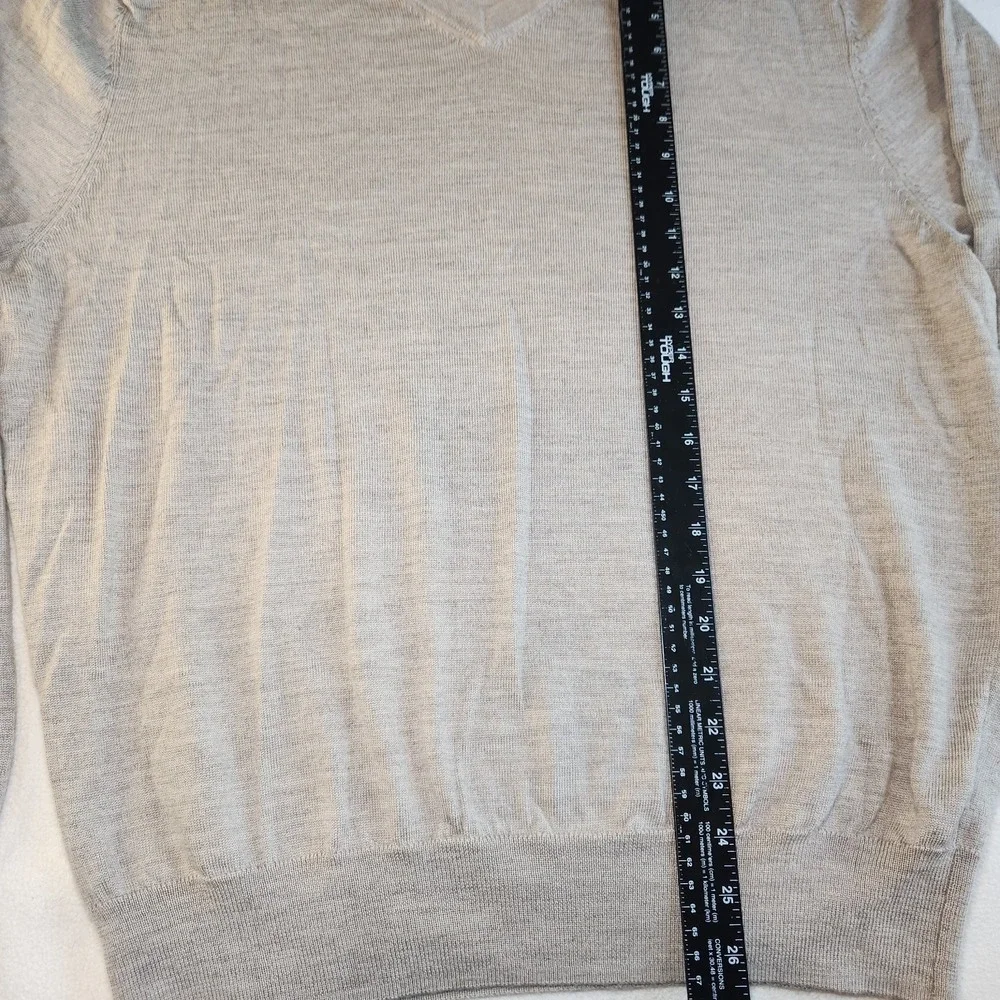JOS. A. BANK Traveler Pullover Sweater Men XXL Gray Beige Merino Wool V Neck